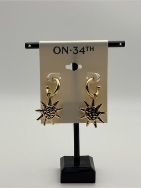 ON·34TH Gold Sunburst Hoop Earrings